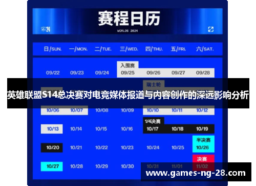 英雄联盟S14总决赛对电竞媒体报道与内容创作的深远影响分析